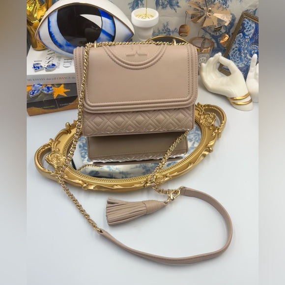 🆕 TORY BURCH 🧿 NWOT Fleming Small Convertible Shoulder Bag, Beige In Bedrock - Picture 6 of 16